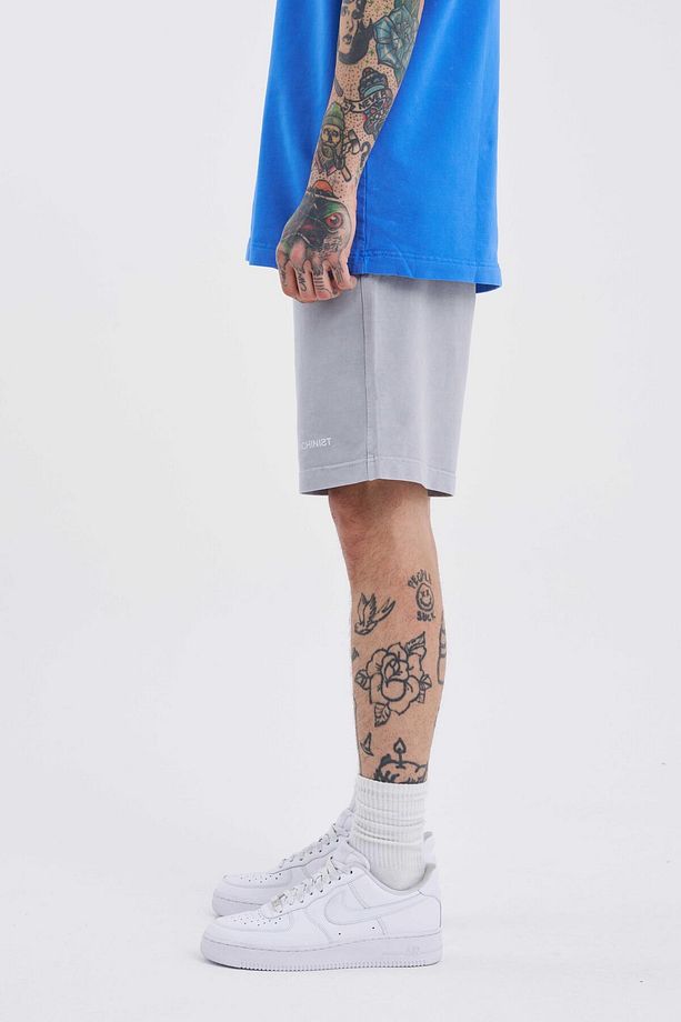 Erkek Luxury Basic Yıkamalı Relaxed Gri Şort - 4