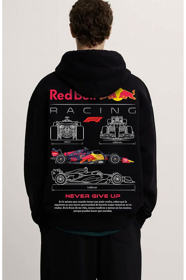 F1 Redbull Team ön ve sırt baskılı Siyah 3 Ip Kalın Kumaş Unisex Sweatshirt Hoodie - 6
