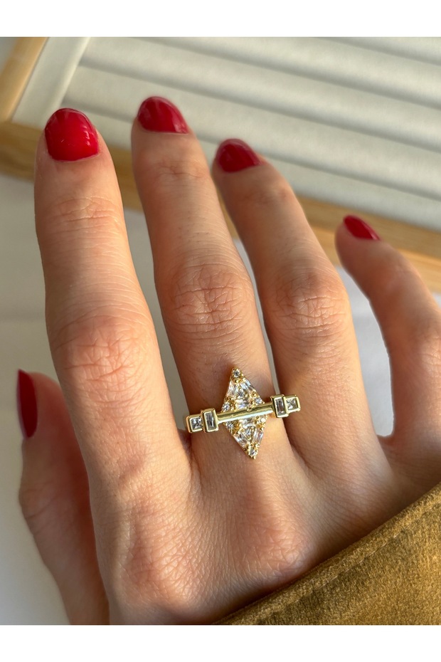 Triangle Model Zircon Stone Ring - 1