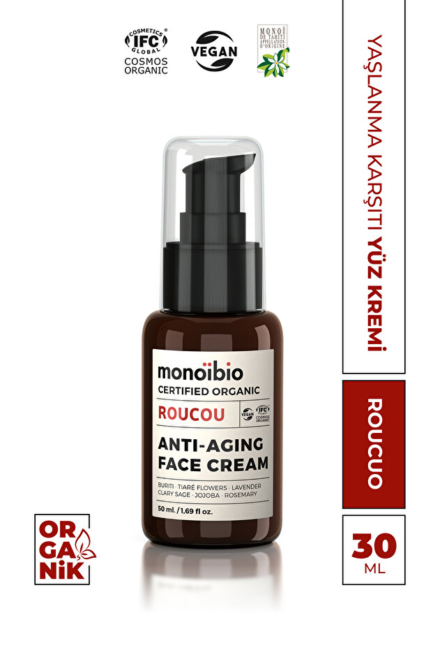 Roucou Yaşlanma Karşıtı Organik Yüz Bakım Kremi - Anti Aging Nemlendirici Vegan Yüz Kremi 50 ml - 1