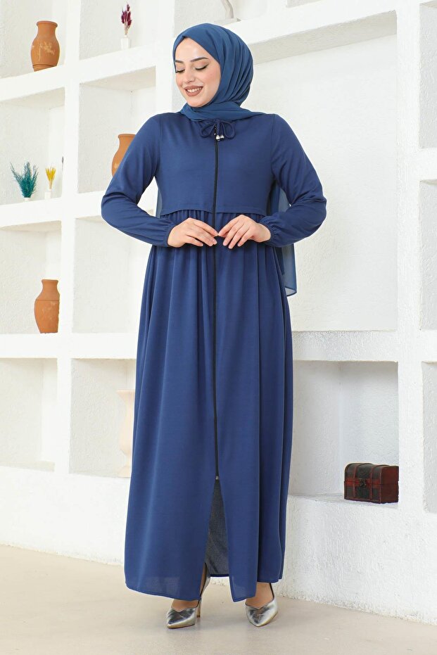 Full-Length Zippered Robe-Indigo-569B