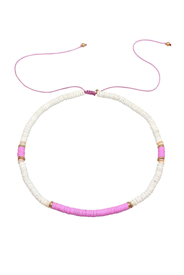 Dámský náhrdelník s korálky Surferstyle s korálky Heishi ze sterlingového stříbra 925, pozlacený - 2