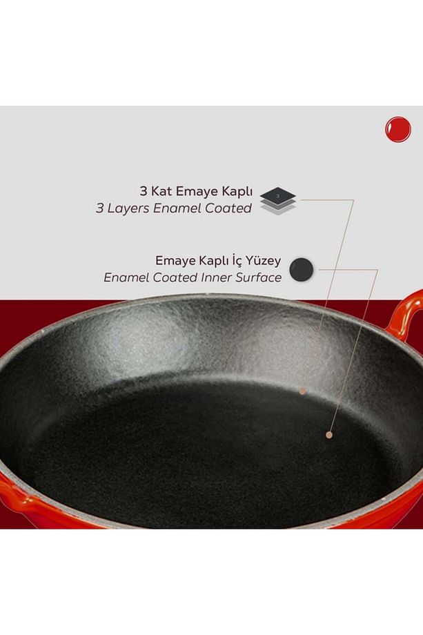 Döküm Yuvarlak Sahan Döküm Demir Yekpare Çift Kulplu Çap(Ø)24cm - 3