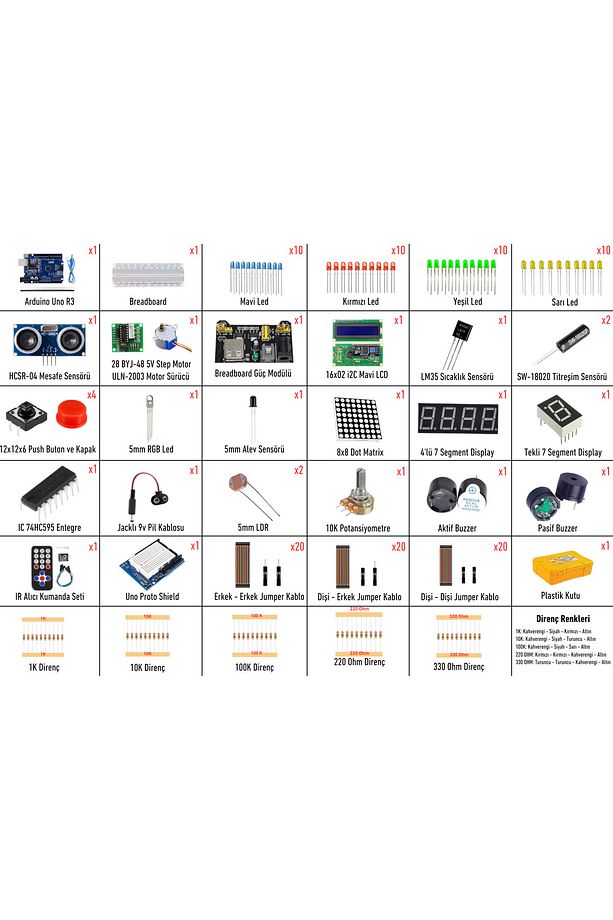 Arduino Set 39 Parça 185 Adet Süper Başlangıç Seti ( Malzeme Kutulu ) - 8