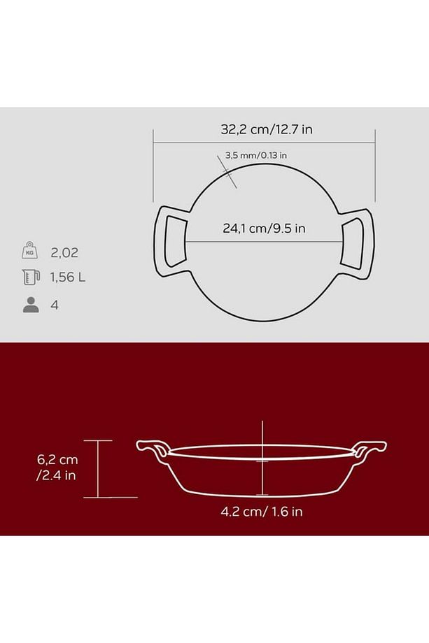 Döküm Yuvarlak Sahan Döküm Demir Yekpare Çift Kulplu Çap(Ø)24cm - 2