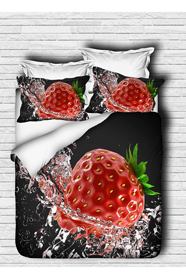 Strawberry Digital Double Duvet Cover Pillow Set