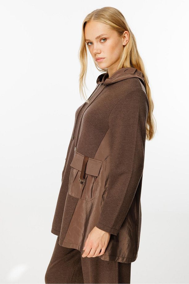 Cep Detaylı Triko Tunik Pantolon Takımı Kahve - 6