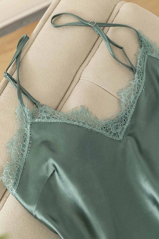 Dantel Işlemeli Çiçek Desenli Şort Pijama Takımı - 4