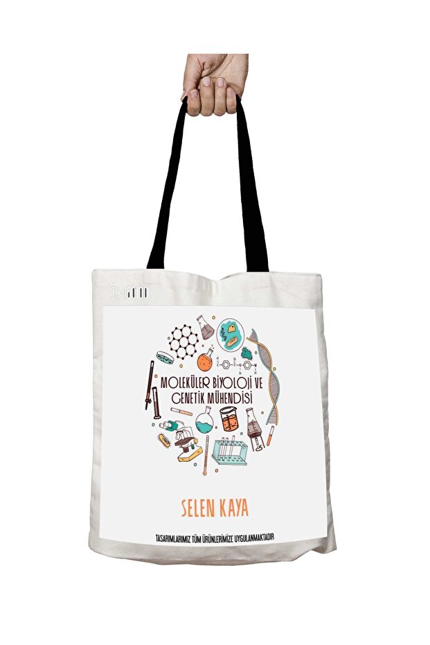 Molecular Biology and Genetic Engineer Analysis Washable School Shoulder Bag with Black Handles