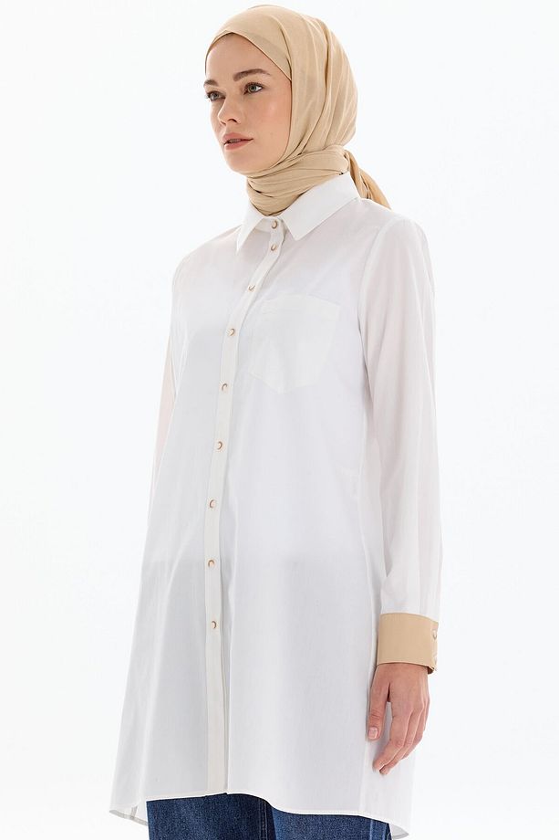 Garnili Tek Cepli Tunik - Ekru - 3