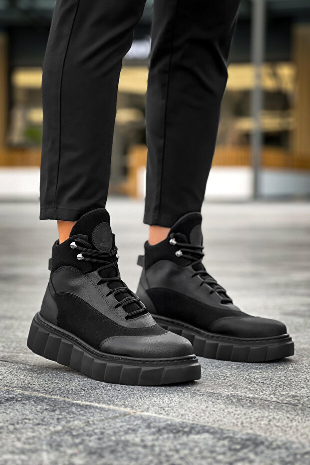 Erkek Bağcıklı Yüksek Taban Bot Günlük Ayakkabı Bot Konforlu - 1