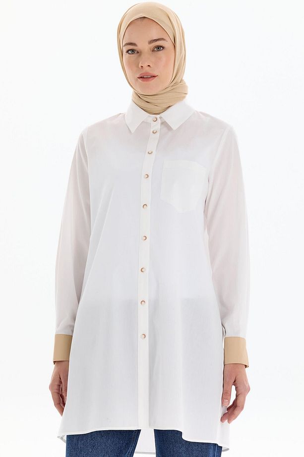 Garnili Tek Cepli Tunik - Ekru - 4