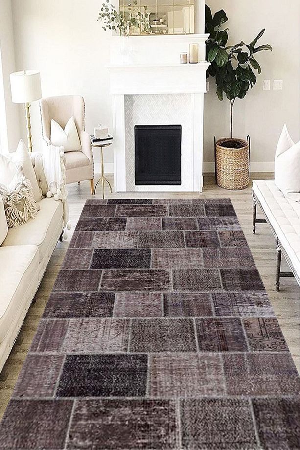 Patchwork Verona Kaymaz Deri Tabanlı Yıkanabilir Antibakteriyel Dijital Baskı Patchwork Halı Yolluk - 1