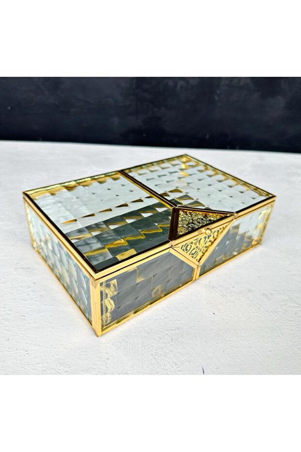 LUXURY PRISM GLASS JEWELRY PROMISE ENGAGEMENT CHOCOLATE BOX GOLD SMALL