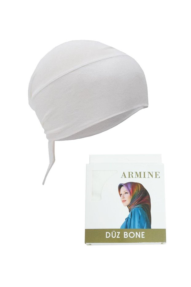 Cream Colored Seamless Cotton Plain Bonnet - 03