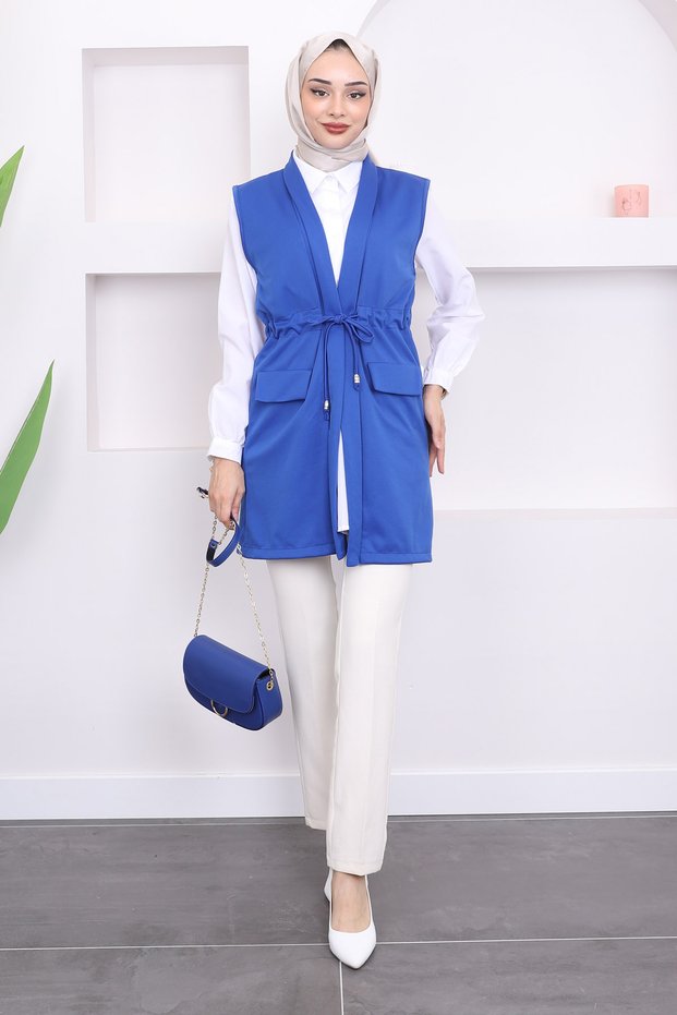Cobalt blue Belted Vest