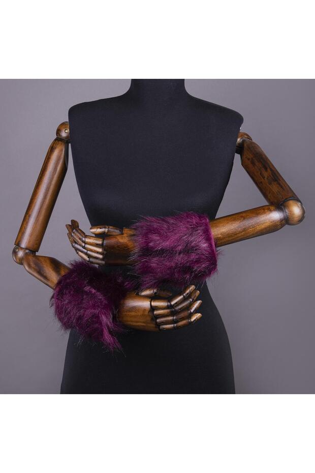 Yarnart Cuffs Burgundy Faux Fur Cuff - 03