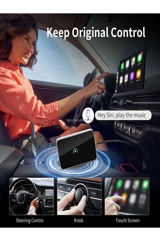 2in1 USB TYPE-C Giriş'li Wireless Kablosuz Apple Android CarPlay Bluetooth Araç Kiti Adaptör - 6