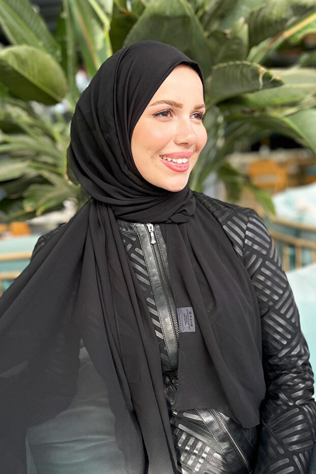 شال شيفون أسود عملي - ساندي - 3