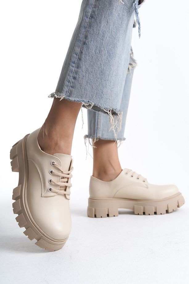 Kalın Tabanlı Bağcıklı Loafer Ayakkabı - 1
