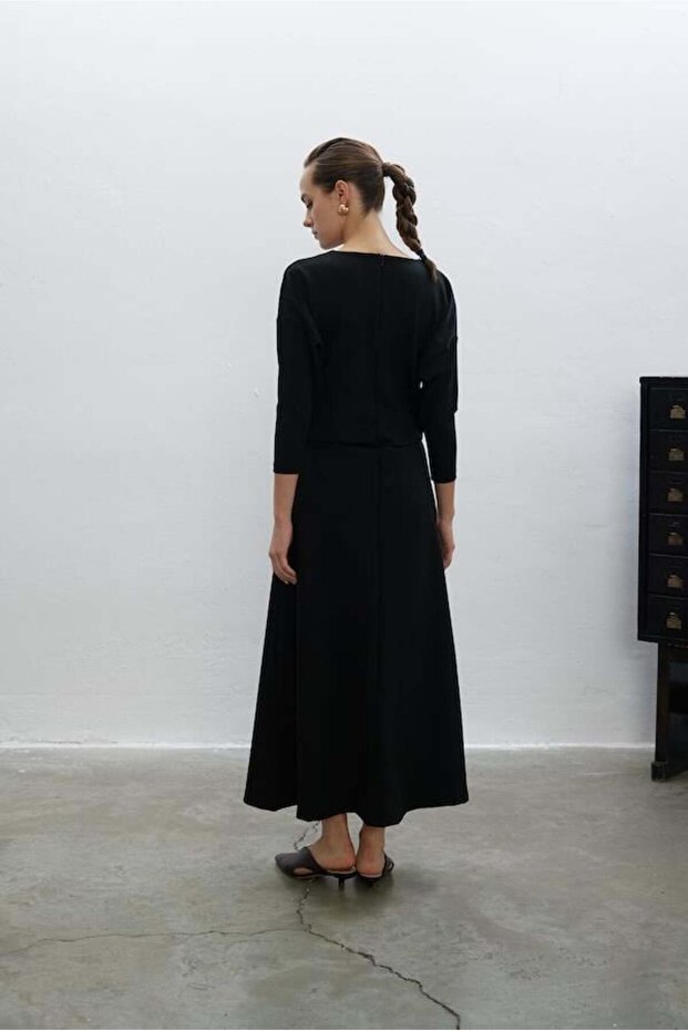 UZUN KOL ÖRME ELBİSE SİYAH - 3