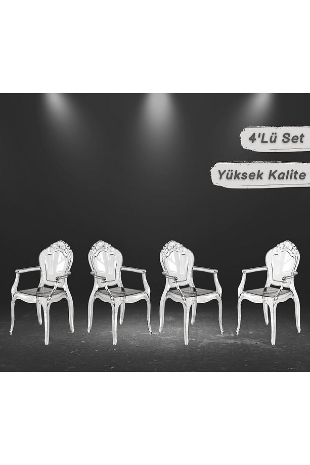 FLORİA  KOLLU POLİKARBON DÜĞÜN SANDALYESİ 4 ADET SET - 3