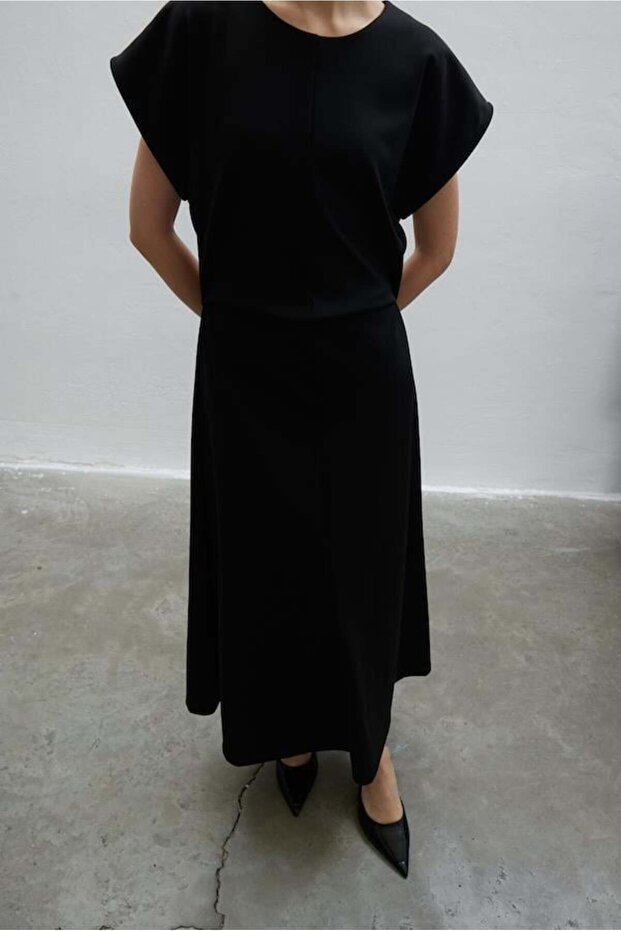 SIFIR KOL ÖRME ELBİSE SİYAH - 1