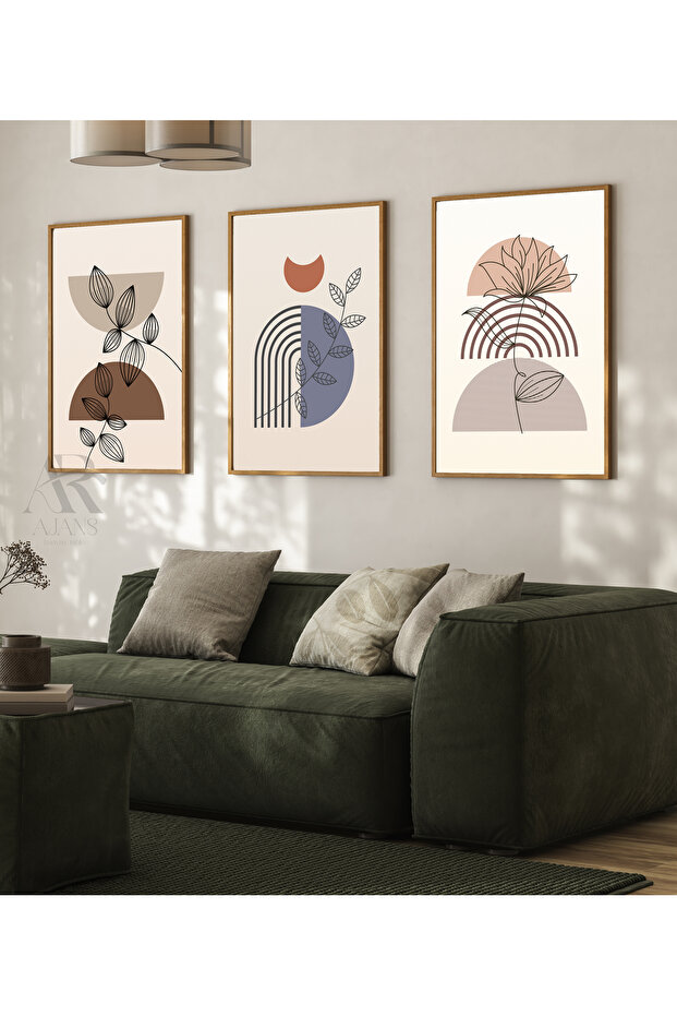 AR AJANS KANVAS TABLO Kahvenin Tonları Pinterest Stil Çerçeve görünümlü 3'lü set TABLO
