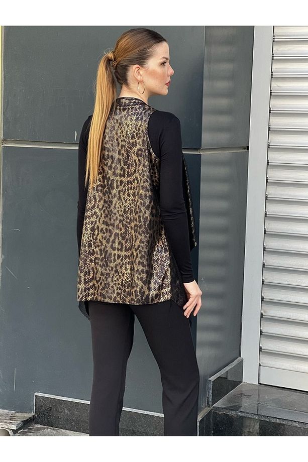 FİLE  VE LEOPAR DETAYLI YELEK - 3