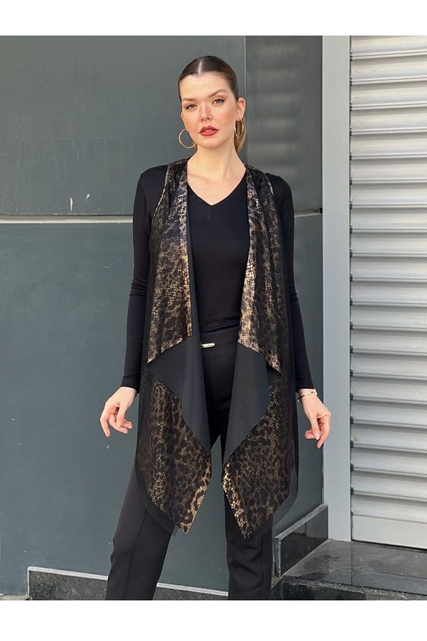 FİLE  VE LEOPAR DETAYLI YELEK - 2
