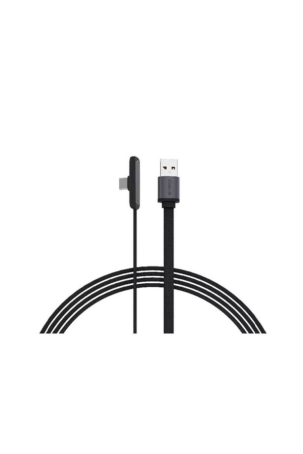 C131AT 3.0A USB To Type-C 90 Derecelik Hasir Hızlı Şarj & Data Kablosu - 1