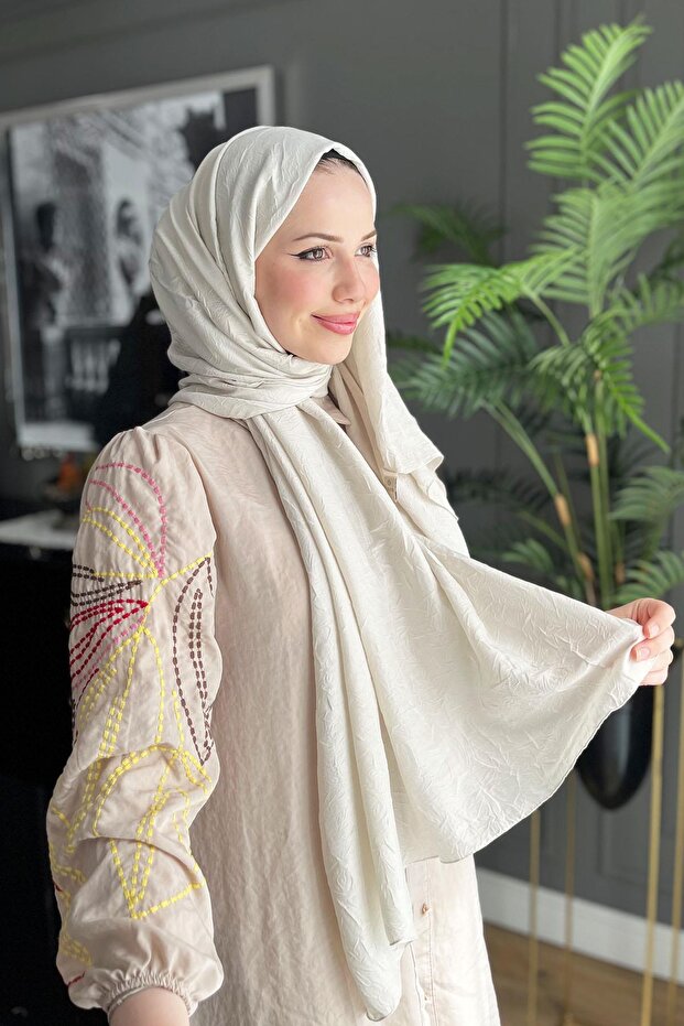 Bambu Kraş Şal - 6060700-912 - Krem - 1