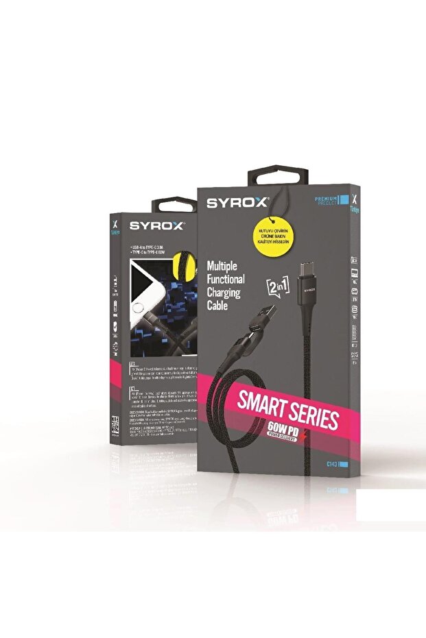 C143 60w 2 In 1 To Type-c Hasir Ultra Hızlı Şarj & Data Kablosu - 5