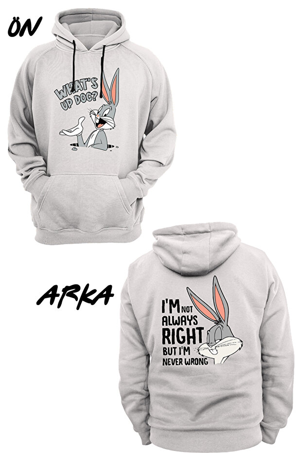 Bugs Bunny Printed, 3 Strands. Hooded Hoodie with Piping, Fleece Inside, Very Thick
