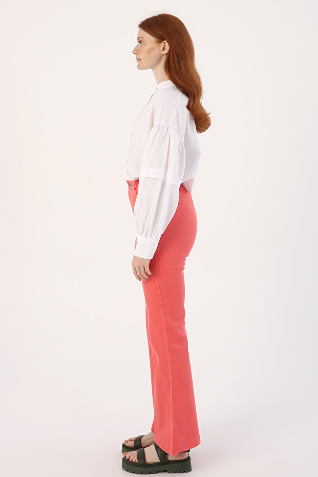 Pembe Pamuklu Ispanyol Paça Pantolon - 3