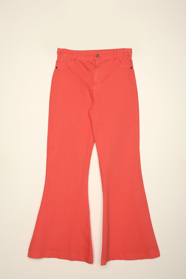 Pembe Pamuklu Ispanyol Paça Pantolon - 5