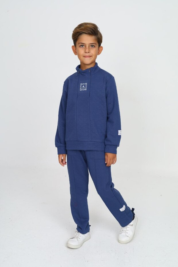 Exitob Printed Top Bottom Boy's Pajama Suit - 5