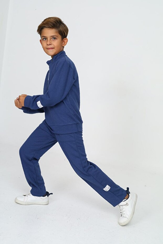 Exitob Printed Top Bottom Boy's Pajama Suit - 4