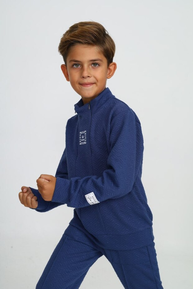 Exitob Printed Top Bottom Boy's Pajama Suit - 3