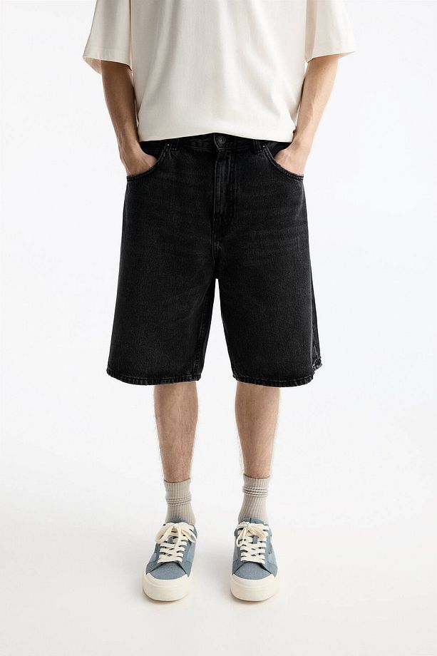 Baggy denim bermuda şort - 1