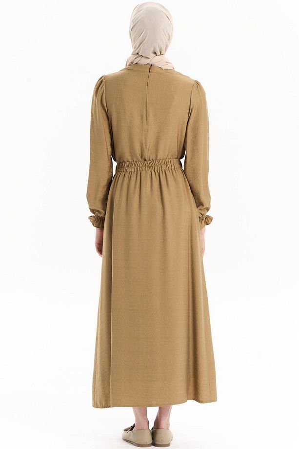 Nakış Detaylı Bluz Etek Takım - Camel - 7