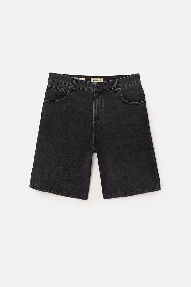 Baggy denim bermuda şort - 6