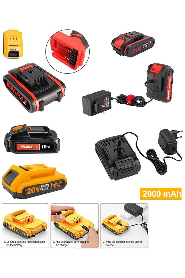 Şarjlı Matkap Için Şarj Adaptörü 24v 20v 18v 16.8v 14v Ve 12 Volt Li-on Pil Şarj Üniversal - 2