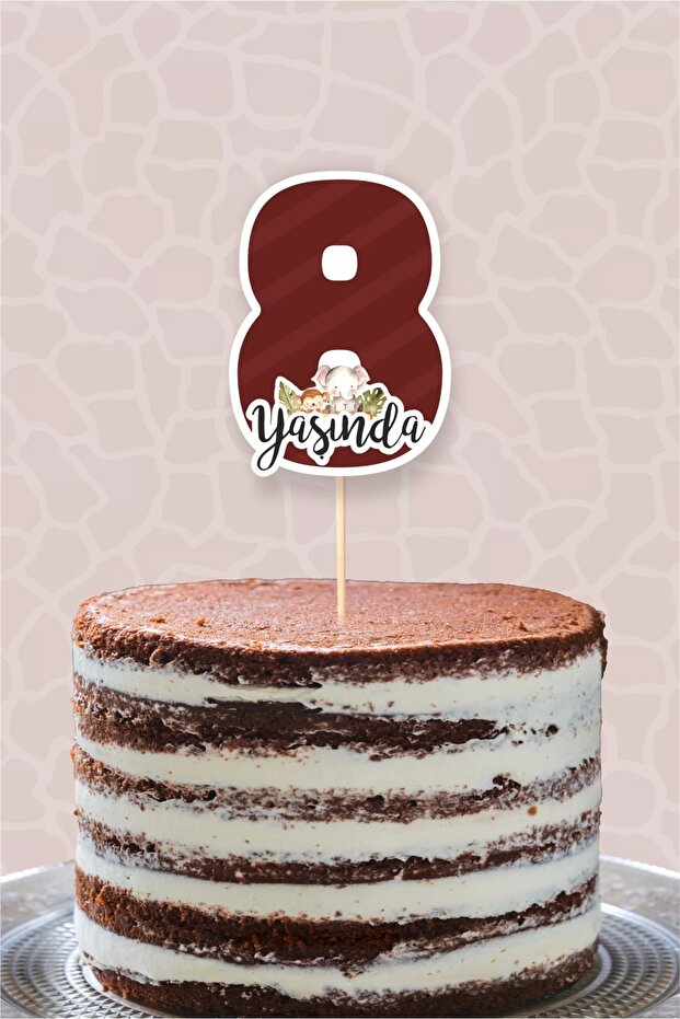 Safari Pastel 8 Years Old (eight) Cake Decoration *thick Paper