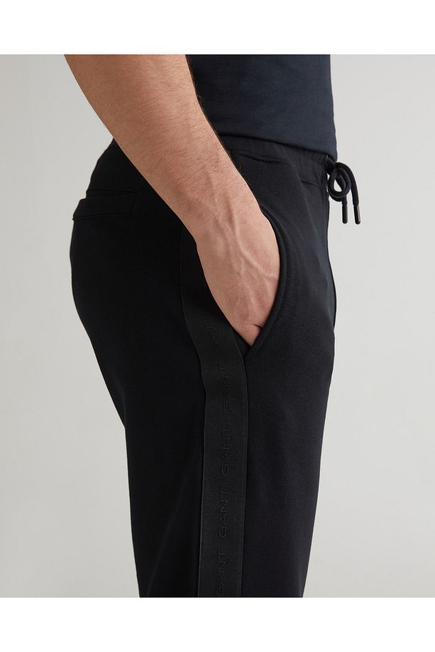 Erkek Siyah Regular Fit Logolu Eşofman Altı - 4