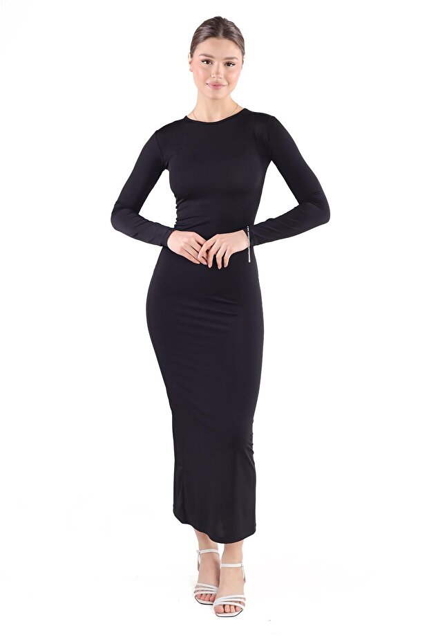 Rochie neagră guler rotund 376 - 1