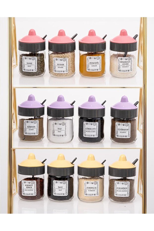 200 Cc Capacity 12-Piece Cam Seasoning Holder Set - Storage Container with 24 Labels