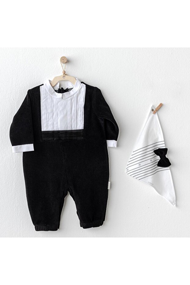 Baby boy jumpsuit set romper bibs set velvet happy newyear ac25335