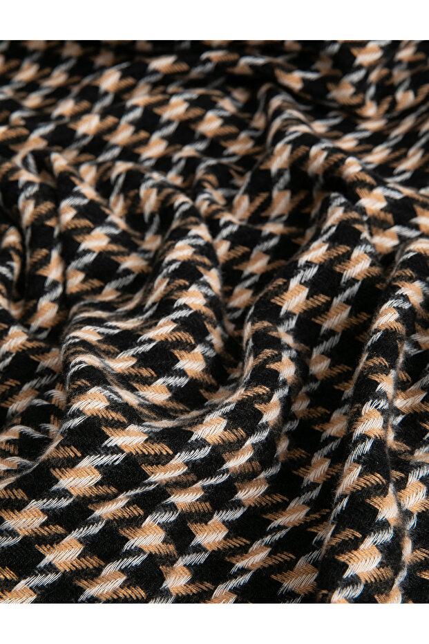 Scarf Houndstooth Patterned Soft Textured Tassels - 3