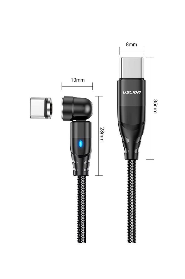 Uslion 100w 5a Usb-c Usb-c Manyetik Mıknatıslı Hızlı Şarj Ve Data Kablosu 1 Metre - 1
